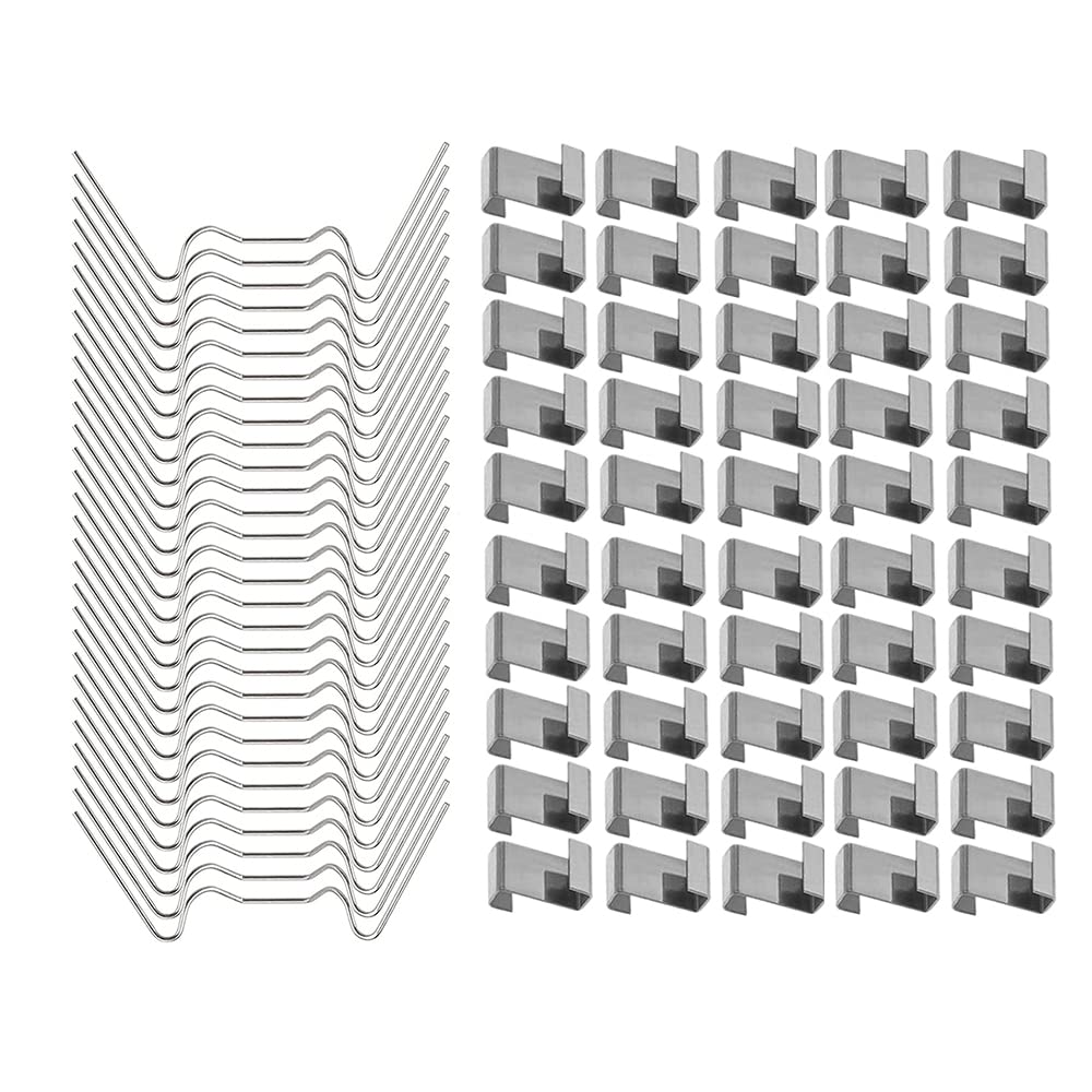 CENPEK 100 Pieces Greenhouse Glass Clips, Stainless Steel Greenhouse Fixing Clips, Includes 50 Pieces Greenhouse Glazing W Wire Clips and 50 Pieces Glazing Z Overlap Clips