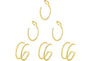 VELCARE 6-10 Pcs Nose Rings Hoops Nose Piercings Nose Piercing Jewelry Fake Nose Ring Fake Septum Double Hoop Nose Ring Lip Nose Rings for Women Clip On Helix Cartilage Hoop Earrings Nose Cuffs