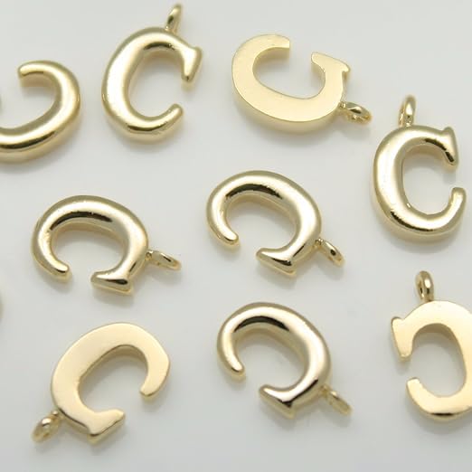 2 Colgantes Con Inicial De La Letra C Color Dorado Brillante Chapados En Oro De 16 K Sobre Latón Con Conectores Metálicos Para Pendientes