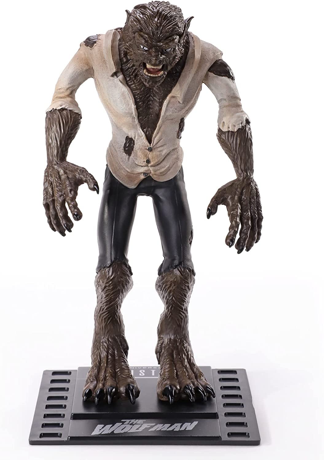 BendyFigs The Noble Collection Universal Monsters Wolf-Man - 7.5in (19cm) Noble Toys Bendable Figure Posable Collectible Doll Figures With Stand