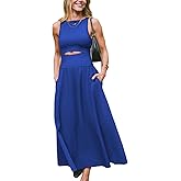 CUPSHE Summer Dress for Women 2025 Formal Sleeveless Round Neck Cutout Pockets Casual A Line Maxi Dress