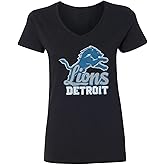 Omufisa Lion Inspired Graphic - Detroit Grit Tribute Ladies' V-Neck Tshirt