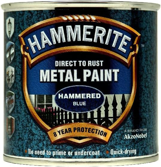 Hammerite Direct to Rust 5092936 Hammered Blue 250ml Metal Paint