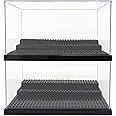 Minifigure Display Case – Black Base with 3-Tiered Steps, Eye-catching Display Design and a Dash of Magic – A Delight for LEG