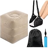 Drydiet 2 Pcs Inflatable Foot Rest Pillow, 2 in 1 Airplane Foot Hammock for Travel, Adjustable 3 Layers Leg Rest Pillow with Pump and Storage Bag Portable for Flights Comfort, Travel Accessories