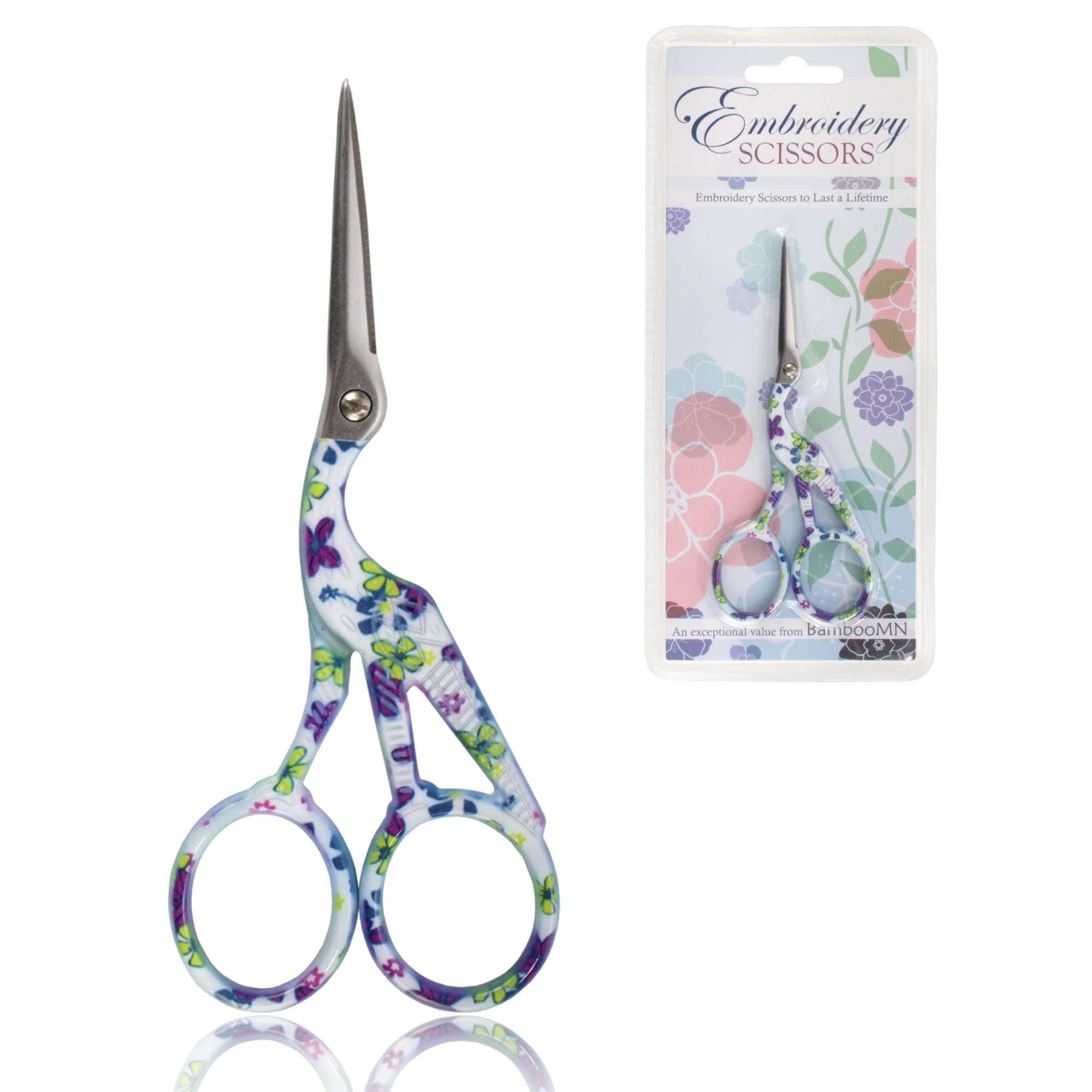 Stork Bird Pointed Tip Embroidery Craft Stainless Steel Crane Scissors - Purple - 1 Pair