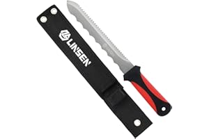 PAXLINSEN Linsen-Outdoor Stainless Steel Garden Knife with 7.8" Blade, Double Side Utility Sod Cutter Lawn Repair Garden Knife with Nylon Sheath