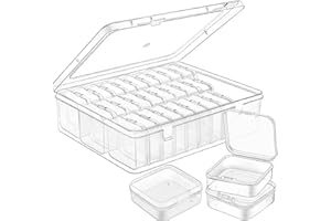 30 Grids Bead Organizer Box, Small Clear Plastic Jewelry Boxs Organizer Storage Container, Mini Portable Rectangular Diamond 