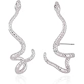 LOUHCY Snake Earrings, 14K Gold/Silver Plated Dainty Stud Earrings Simple Hypoallergenic Gothic Dangle Earrings Jewelry for Women
