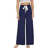 WiWi Women's Viscose from Bamboo Pajama Pants Casual Wide Leg Palazzo Lounge Pant Loose Comfy Sleep Pj Bottoms S-XXL