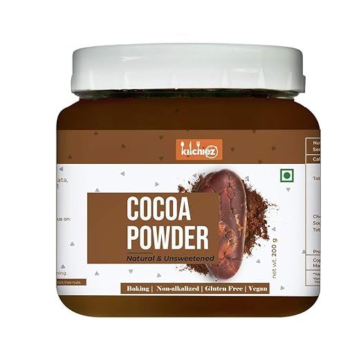 Kitchiez Natural Cocoa Powder, 200g [Made from Ghana Cacao Beans, Unsweetened, Non-alkalised ]
