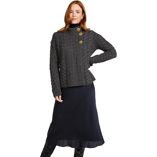 Cárdigan Con Capucha Aran Waterfall Para Mujer / 100 % Lana Merino