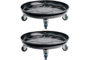 Kaoolaa Plant Caddy with Wheels 16 Inch 2 Pack, Heavy Duty Metal Plant Stand & Dolly with Lockable Casters, Holds 230 lbs for Indoor Outdoor Large Flower Pots, Black