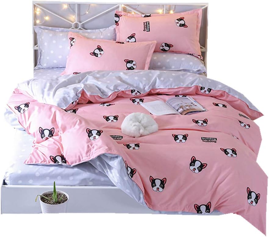 Sticker superb 3 Pieces Single Duvet Cover Set + Pillow Case + Bedding Sheet, Children Animal Dog Print Duvet Cover Set Breathable Polyester (Dog, Single 150 x 200cm 3 PCS)