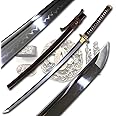 ShadowDancer Handmade Full Tang Katana Sword - Authentic Crucible Steel Blade with Real Hamon,Not L6 Clay Temper, and Sharp Edge - Perfect for Iaido, Martial Arts Practitioners, and Collectors