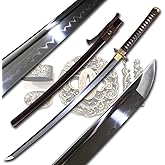 ShadowDancer Handmade Full Tang Katana Sword - Authentic T10/1095 Steel Blade with Real Hamon,Not L6 Clay Temper, and Sharp Edge - Perfect for Iaido, Martial Arts Practitioners