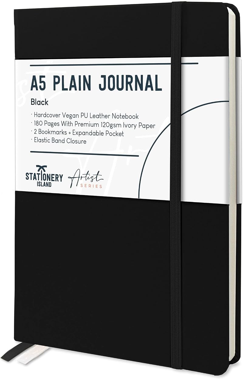 Stationery Island A5 Unlined Notebook Hardback 180 Pages 120gsm Paper