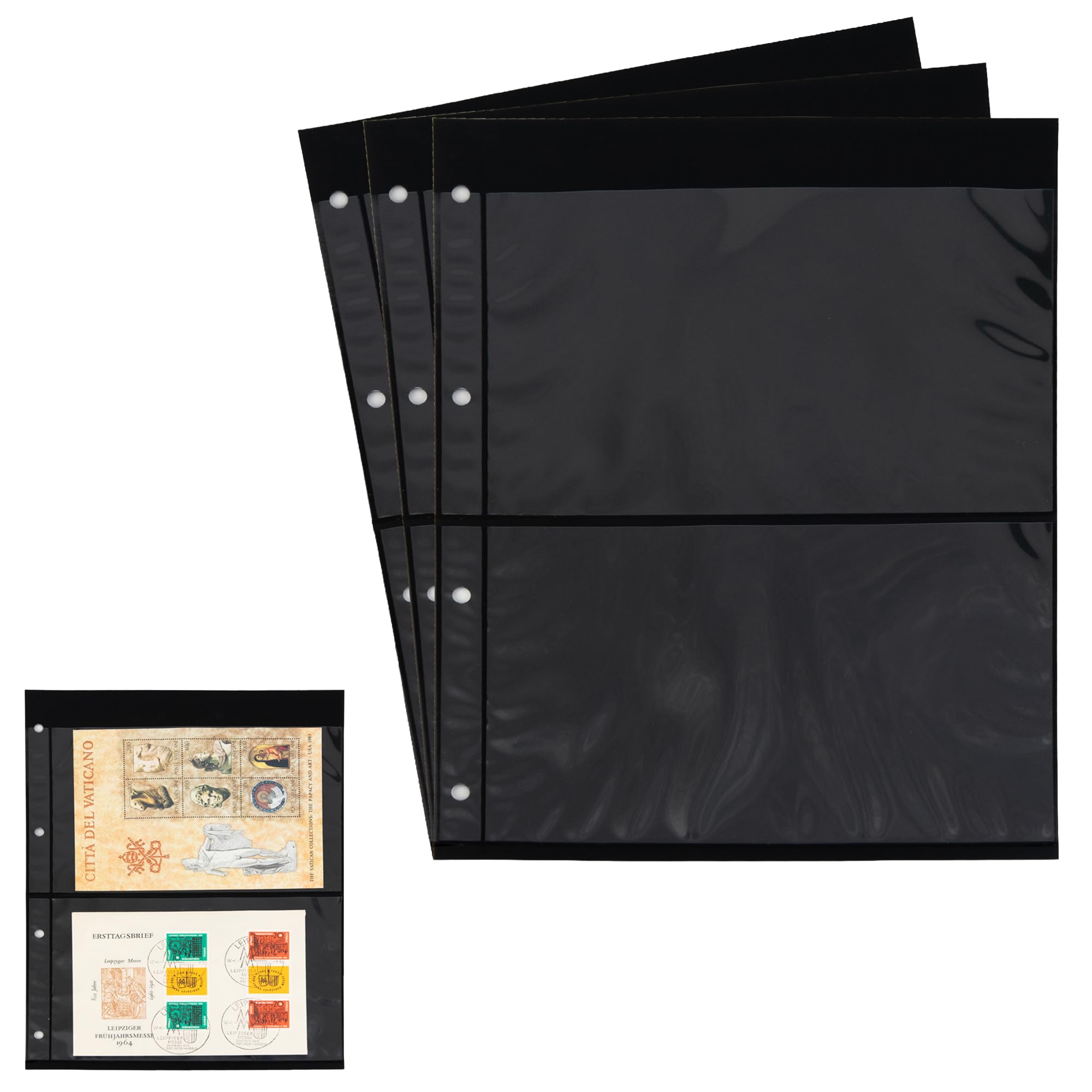 3 Prophila double-sided stocksheets, 2-way division, 2 pockets
