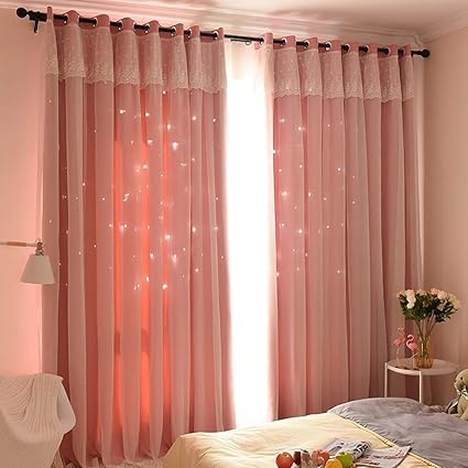 Amazon Com Seloom 84 Inch Pink Star Blackout Bedroom Living Room
