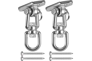 WAREMAID Hammock Chair Hanging Kit Swing Ceiling Mount, Heavy Duty 360° Swivel Swing Hanger Hook, Playground, Tree, Gym, Rope, Swing Set Bracket, Punching Bag Hardware, 1000 LB