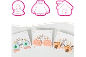 Xaekicr 3 PCS Christmas Polymer Clay Cutters Set – Winter Snow Globe, Sweater, House Clay Cutters for Earrings – Holiday Polymer Clay Molds and Clay Tools for DIY Crafts