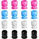 Disposable Tattoo Ink Cups with Base, 60Pcs/Set Skull Design Ink Caps, 4 Colors Self-Stand Tattooing Container for Tattoo Ink, Permanent Makeup Pigment Holder
