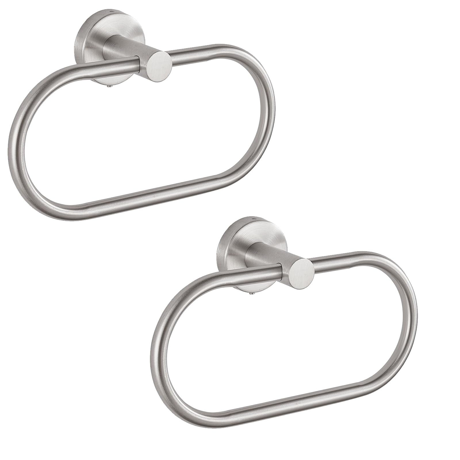 Eolax Towel Ring for Bathroom, Towel Bar Hangers Wall Mount, Stainless Steel Hand Towel Holder, Modern Round Towel Hanger, Brushed Nickel 2 Pack