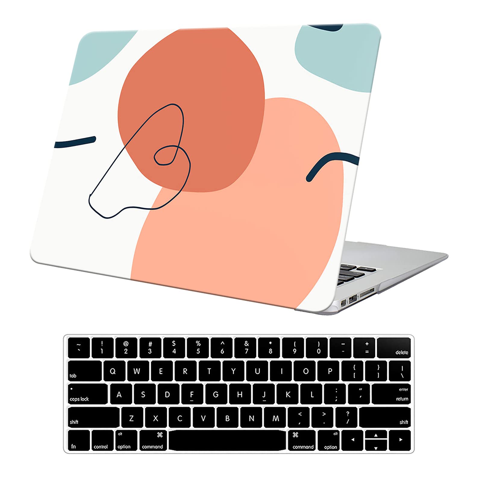 AUSMIX for Macbook Air 13 inch Case 2021 2020 2018 2019 Release M1 A2337/A2179/A1932, Plastic Hard Case Protective Cover & Keyboard Cover for Macbook Air 13.3 inch Touch ID, Abstract