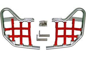 ALBA RACING Blaster YFS 200 Standard Nerf Bars Silver with Red Nets Compatible with All Years and Makes of The Yamaha Blaster 200