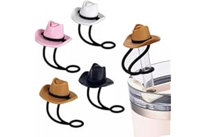 LALOCAPEYO 4PCS Cowboy Style Straw Cover Stanley Straw Toppers, Stanley Cup Accessories,Silicone Cowgirl Hat Straw Topper for