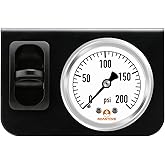 Roastove in-Cab Single Air Gauge Control Kit with Paddle Switch for Air Suspension System, Precision Pressure Monitoring 0-20