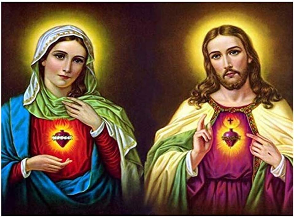 Aphila 5D Diamond Painting Full Square Drill DIY Resin Rhinestone Embroidery Pictures Cross Stitch Arts Crafts Christmas Decor Jesus Religion Mary 12x16inch