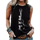 Rock Roll Music Tank Tops Women Vintage Rock Band Tanks Retro Graphic Country Music Concert Sleeveless Shirt Tee