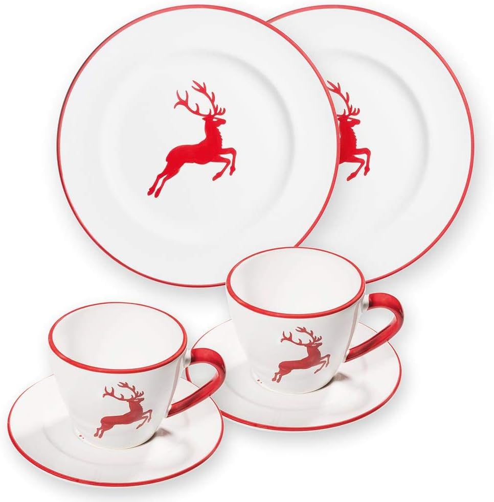 GMUNDNER KERAMIK Breakfast for Two Gourmet, Ceramic Deer Ruby, 29.5 x 29 x 11 cm