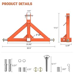 3 Point Trailer Hitch with 2" Receiver(Orange)Quick