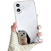YTanazing Compatible with iPhone 17 Mirror Case for Women Girls Makeup Cute Luxury Glossy Mirror Back Silver Plating Design with Camera Full Protective Shockproof Cover