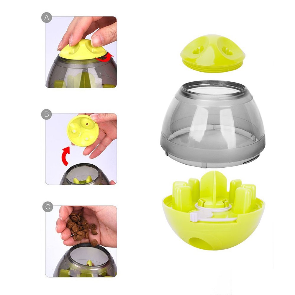 Petony Dog Food Treat Ball Toys with Holes Dispenser Cute Green IQ Puzzle Feeding Ball Toys Size: 4.7x3.9x3.9 inches