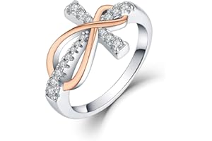JO WISDOM 925 Sterling Silver Cubic Zirconia Cross Infinity Ring