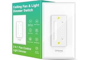 GHome Smart Dimmer Switch with 4-Speed Ceiling Fan Control, Ceiling Fan and Light Switch Combo with Dimmer Compatible with Alexa and Google Assistant, 2.4Ghz Only, Single-Pole, UL Certified