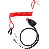 Boat Engine Emergency Stop Switch Safety Tether Lanyard Replacement for Yamaha Tohatsu Honda - Boat Kill Switch Key 6E9-82575-00-00 6E9-82575-01-00 6E9-82575-02-00 18-65450 - 55 inch Long