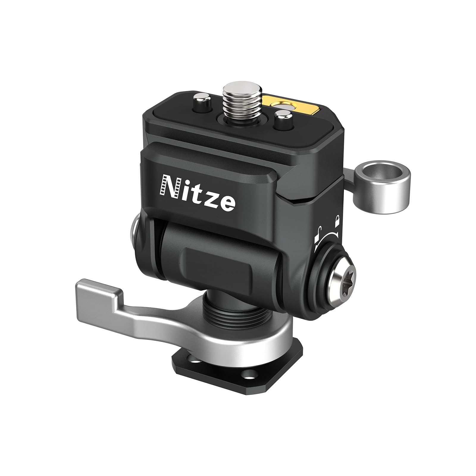 Nitze Quick Release Camera Monitor Mount (NATO Rail with 1/4" Screw and Retractable Pins to Cold Shoe), with Adjustable NATO Clamp, 180° Tilt and 360° Pan,Compatible with Smallrig Cage - N54-S1