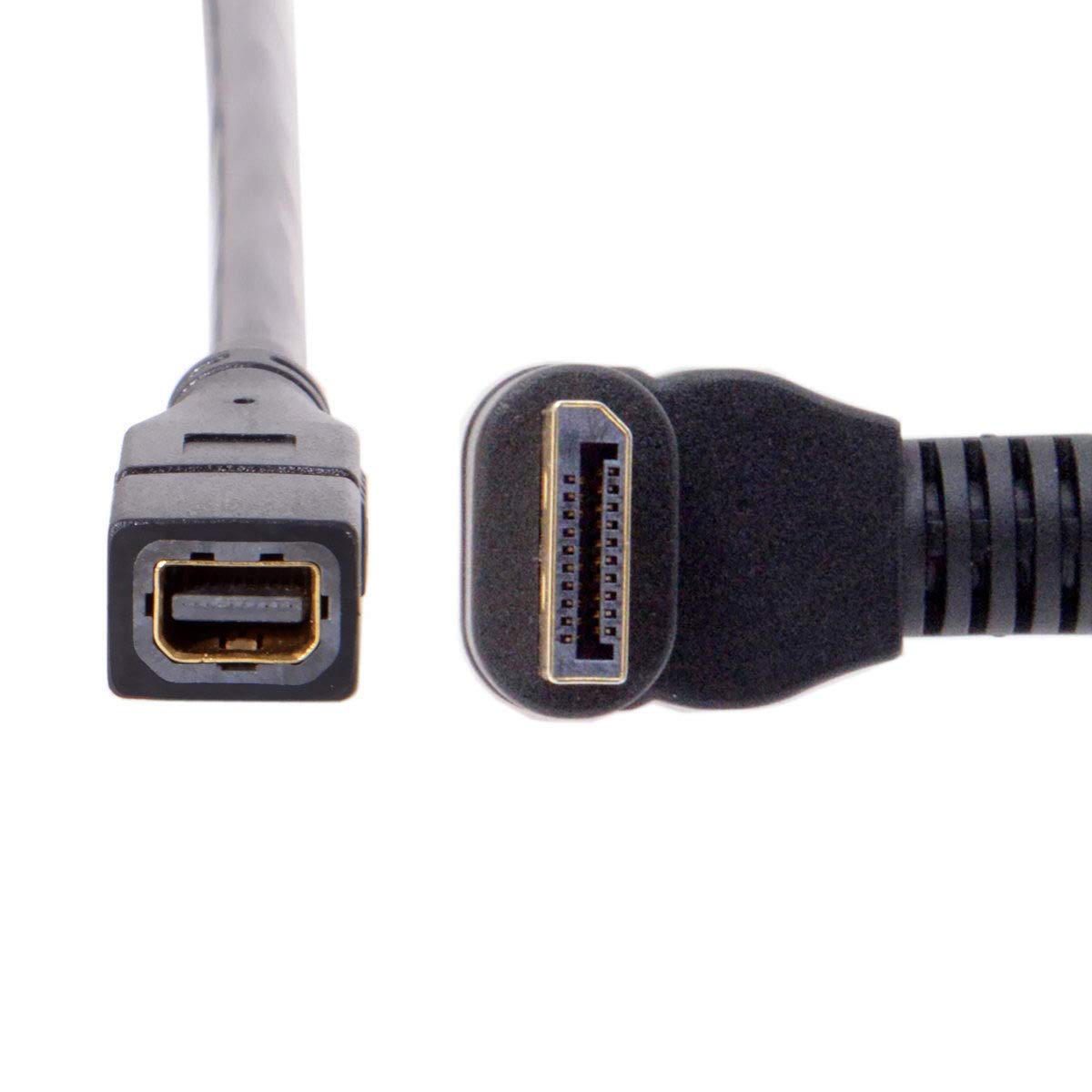 Cablecc DP DisplayPort 90 Degree to Mini DP DisplayPort Female Cable for Displays Monitors (Down Angled)