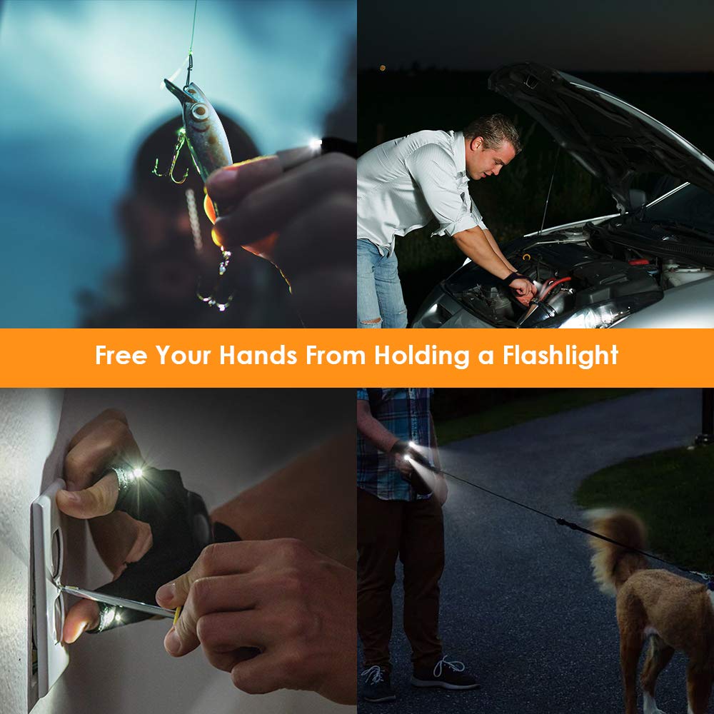 HANPURE HANPURE LED Flashlight Gloves Stocking Stuffers for Adults Men Christmas Birthday Gift Idea for Dad Husband Him Boyfriend (2 Pack(with Replaceable Batteries))
