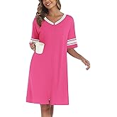 Ekouaer Women Zipper Robe Short Striped Sleeves Lightweight Robes Color Block Bathrobe Soft Sleepwear with Pockets S-3XL