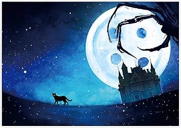 Amazon Com Allenjoy 7x5ft Dark Fantasy Themed Halloween Party Backdrop Nightmare Before Christmas Black Cat Full Moon Horror Castle Kids Photography Background Cake Table Banner Decoration Photo Booth Props Camera
