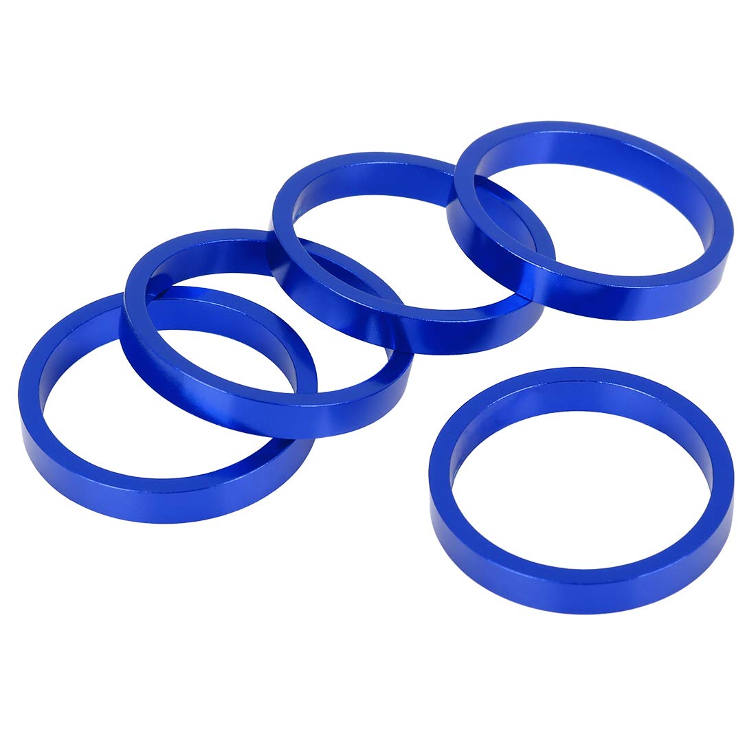 X AUTOHAUX 5 Pcs 5mm Bike Aluminium Alloy Headset Spacer Fit 11/8inch Stem Blue