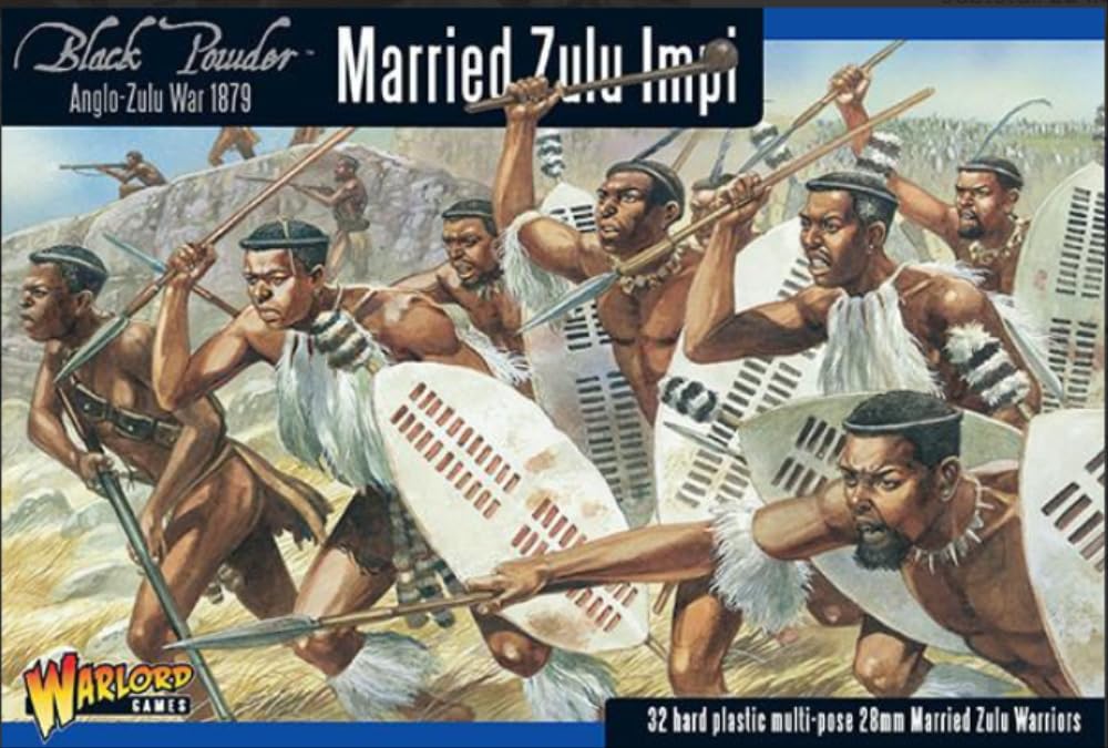 Married Zulu Impi: 28mm Scale Plastic Miniatures for Black Powder by Warlord Games - Highly Detailed Anglo Zulu War Era for Table-top Wargaming
