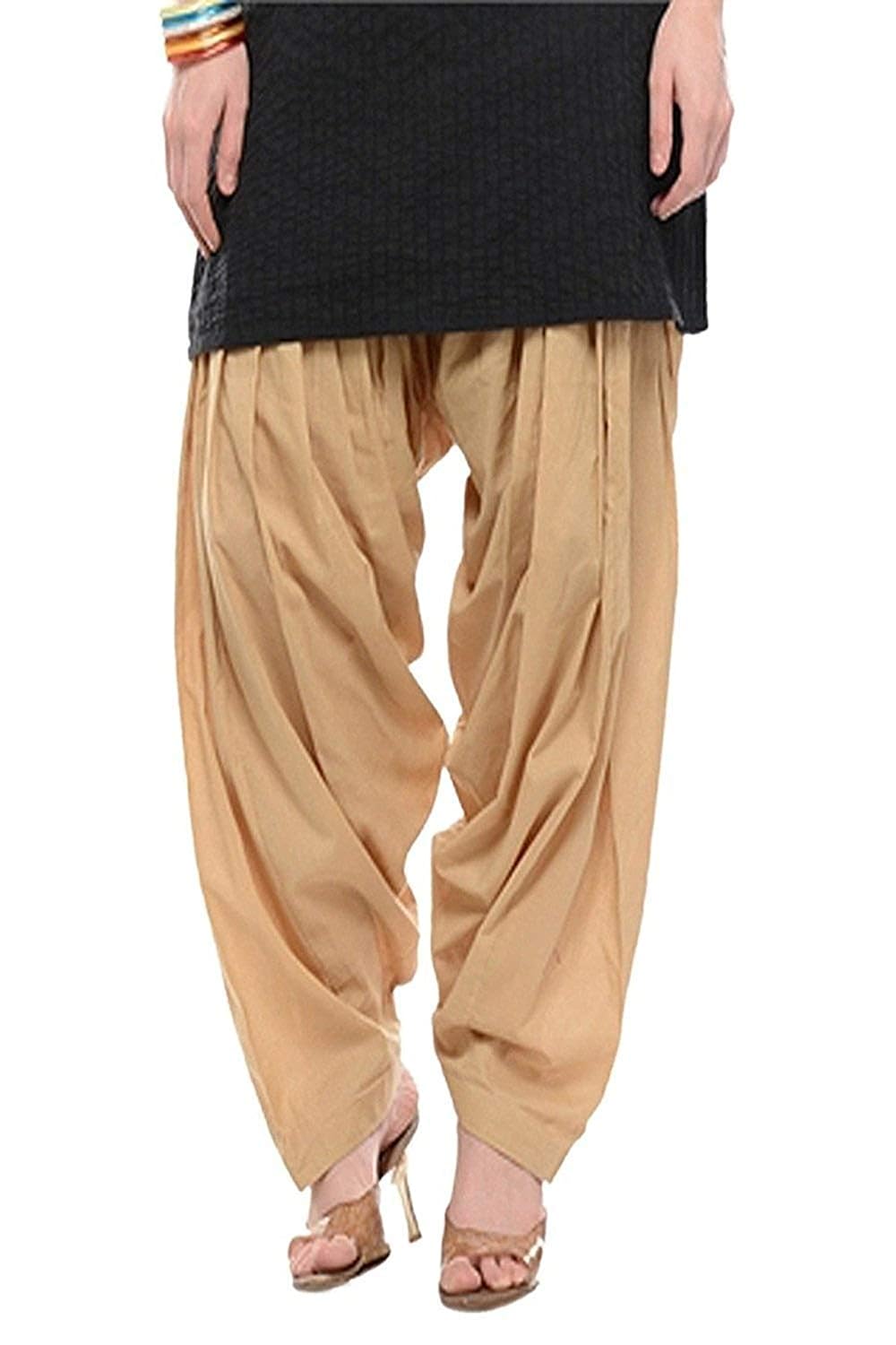 kalpit creations women's plain cotton comfort punjabi salwar bottom pants semi-patiala salwar for traditional look(available in and sizes)
