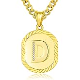 ADMETUS Initial Letter Pendant Necklace for Men Women 925 Sterling Silver Capital A-Z Letter Pendant Necklace with 22"+2" Cuban Chain (Gift Box)