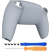 eXtremeRate New Hope Gray Grip Custom Back Plate Bottom Shell Compatible with ps5 Controller, Replacement Back Shell Cover Compatible with ps5 Controller